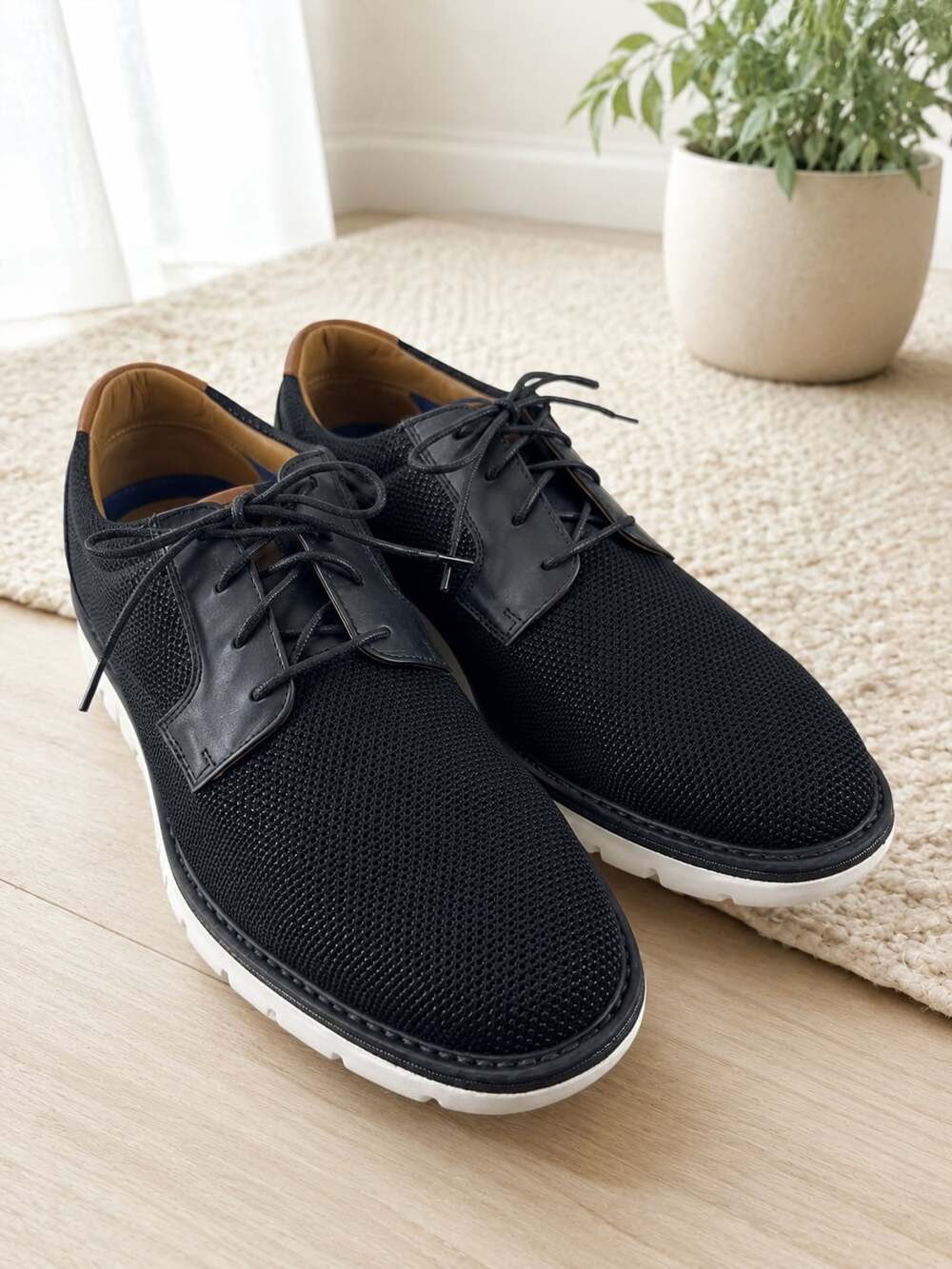 Johnston & Murphy Braydon Knit Plain Toe Shoes Men’s 12 Black Hybrid Comfort